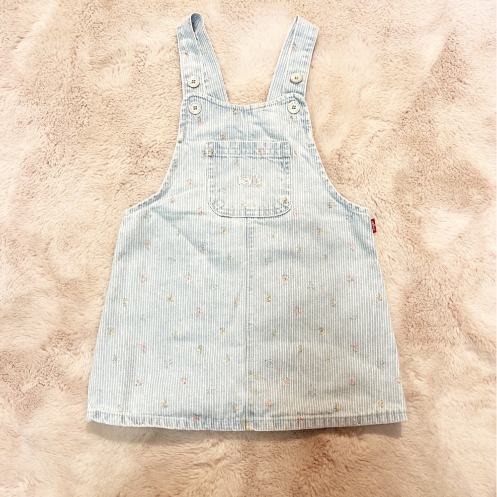 LEVI’S Little Girl’s Denim Skirt Overalls Striped, floral, Embroidered - Picture 1 of 6